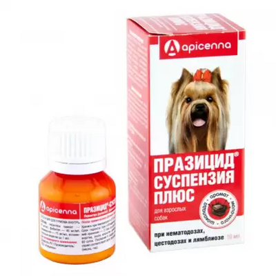 Средство от глистов для взрослых собак Apicenna ПРАЗИЦИД суспензия Плюс 10 мл. 1000331 фото