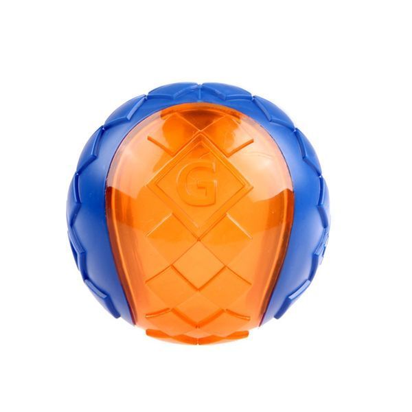 Іграшка для собак Bronzedog Gigwi Ball М'яч із пищалкою оранжево-синій L 8 см. 2006474 фото