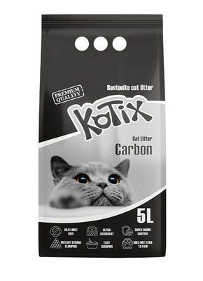 Бентонітовий наповнювач Kotix Extra Activated Carbon для котячого туалету, з активованим вугіллям, 5 л сірі гранули 2023632 фото