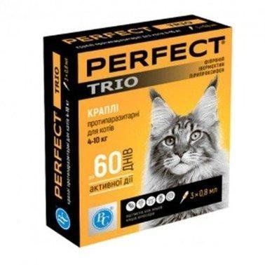 Краплі PerFect TRIO для кішок (фіпроніл, інвермектин) 4-10 кг, 3 амп. х 0.8 мл. 1шт. 2012695 фото