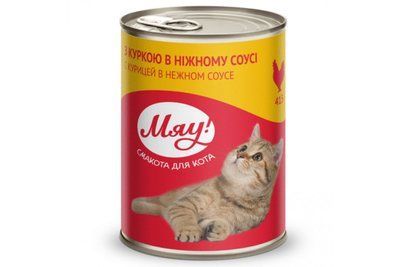 Консерва Мяу для кошек, с курицей в нежном соусе, 415 г. 105 фото