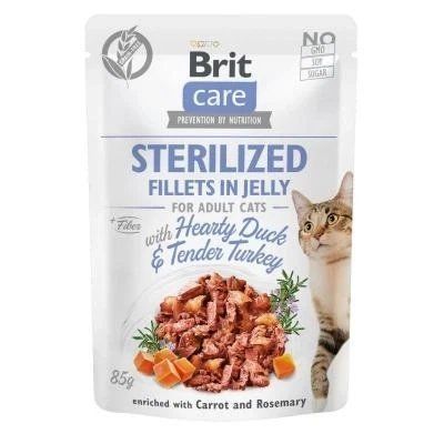 Вологий корм для кішок Brit Care Cat pouch для стерилізованих 85 г (качка та індичка в желе) 2007105 фото