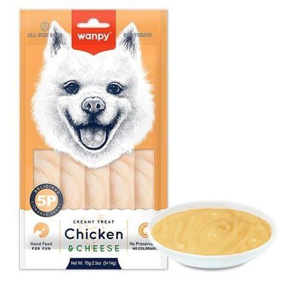 Жидкое лакомство для собак Wanpy Creamy Lickable Treat Chicken&Cheese курица/сыр, 14г. - 1шт. 2017176 фото