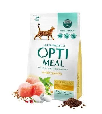 Сухой корм для взрослых кошек Optimeal со вкусом курицы, 700 г 2004554 фото