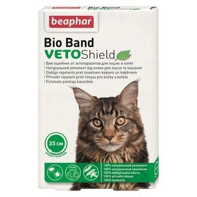Ошейник Beaphar Bio Band Veto Shield от блох, клещей и комаров, для кошек и котят, био, 35 см 2014026 фото