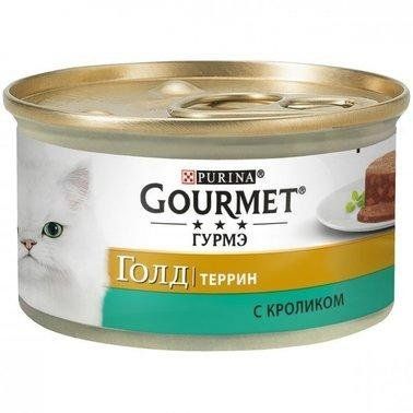 Вологий корм для котів Purina Gourmet Gold з кроликом, шматочки в паштет 85 г 1002053 фото