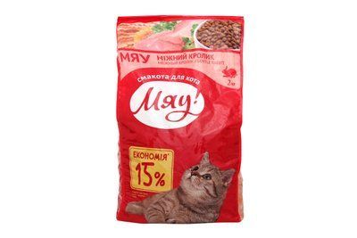 Сухой корм Мяу для кошек, с нежным кроликом, 2 кг. 2003979 фото