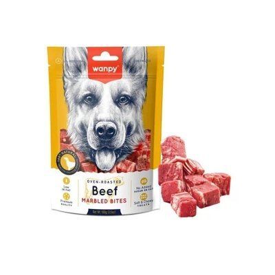 Лакомство Wanpy Marbled Beef Bites Мраморная говядина, для собак, 100 г 2016379 фото