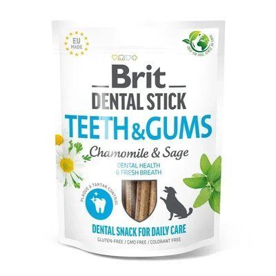 Brit Dental Stick Teeth & Gums ласощі для собак 251 г 7 шт - ромашка та шавлія 2016399 фото