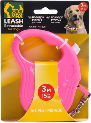 Повідець рулетка стрічка для собак ZooMax MIX з квіточкою 3 м. Рожевий 2004394 фото