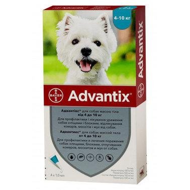 Краплі Bayer Advantix для собак 4-10 кг від заражень екто паразитами 1шт. 7149 фото