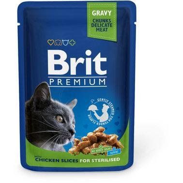 Вологий корм для стерилізованих кішок з куркою Brit premium Pouches chicken slices for sterilised 100 г 2007617 фото