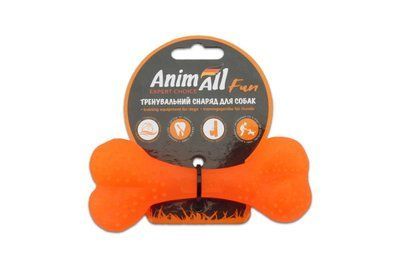 Игрушка для собак AnimAll Fun кость, оранжевая, 12 см 2003236 фото