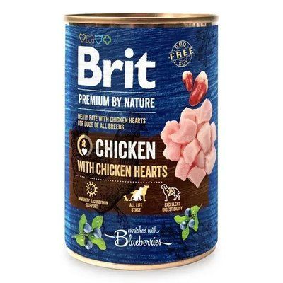 Влажный корм для собак Brit Premium с курицей и куриными сердцами 400 г 2016452 фото