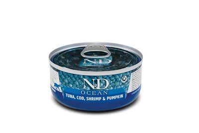 Farmina N&D вологий корм для кішок з тунцем, тріскою, креветкою та гарбузом 70г. 2016611 фото