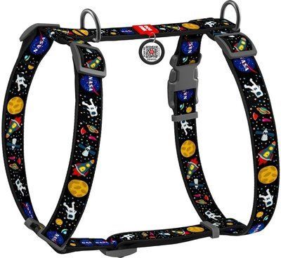 Шлея для собак Collar анатомічна H-подібна WAUDOG Nylon з QR-паспортом, пластиковий фастекс, S, Ш 15 мм, малюнок "NASA" 2009366 фото