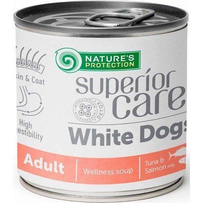 Суп для собак с белым окрасом Nature's Protection Superior Care All Breeds Adult с лососем и тунцом 140 мл. 2013464 фото