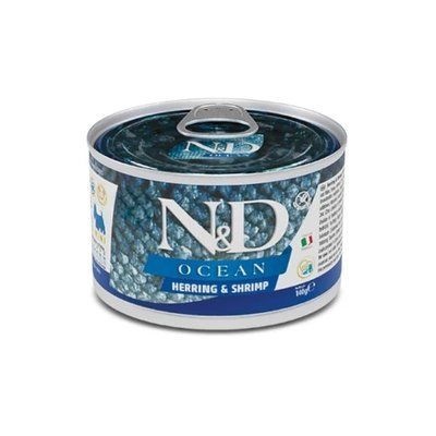 Вологий корм Farmina N&D Grain Free OCEAN HERRING & SHRIMP ADULT MINI для собак дрібних порід з оселедцем, тріскою 140 г 2016613 фото
