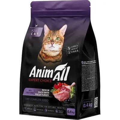 Сухой полнорационный корм для кошек AnimAll со свежей индейкой и уткой 400 г 2017661 фото