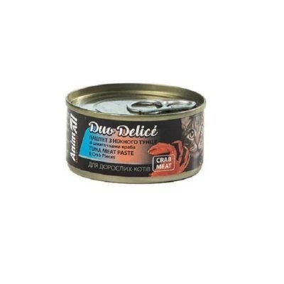 Консерви AnimAll Duo Delice для котів, паштет з тунця та шматочками краба, 80 г. 2015525 фото