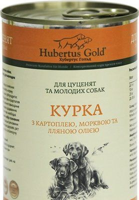 Влажный корм для щенков и молодых собак Hubertus Gold Курица с картошкой и морковью 400 г. 2006979 фото