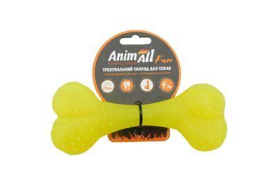 Игрушка для собак AnimAll Fun кость, желтая, 15 см 2007633 фото