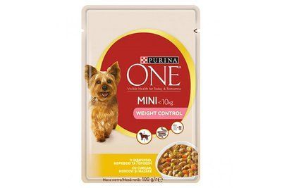 Вологий корм для дорослих собак Purina One Mini Weight Control дрібних порід для контролю ваги з індичкою 100 г 354 фото