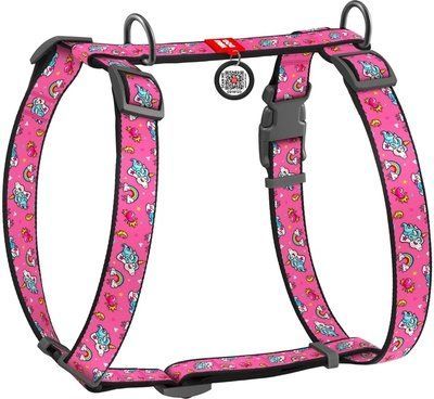 Шлея для собак Collar анатомічна H-подібна WAUDOG Nylon з QR-паспортом, пластиковий фастекс, S, Ш 15 мм. малюнок "Єдинороги" 2009367 фото