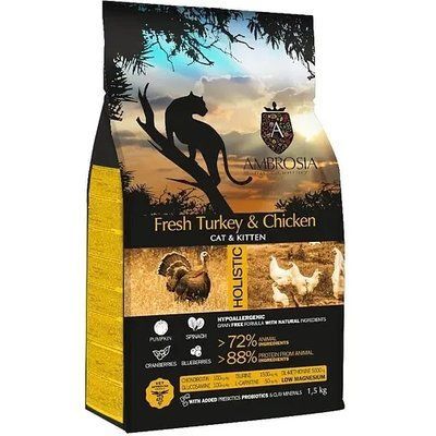 Сухий корм Ambrosia Grain Free для кошенят зі свіжою індичкою та куркою 1.5 кг 2022887 фото