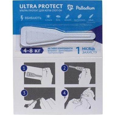 Краплі на холку Palladium Ultra Protect від паразитів для кішок вагою від 4 до 8 кг 1 мл (1шт.) 1008448 фото