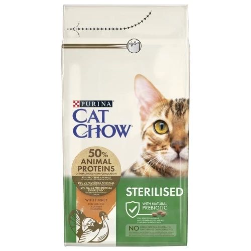 Сухий корм Purina Cat Chow Sterelized, для стерилізованих котів, з індичкою, 1.5 кг 2007801 фото