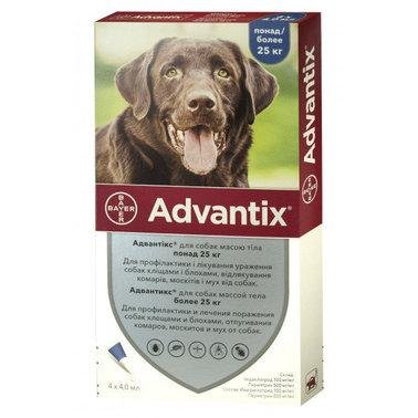 Краплі Bayer Advantix для собак більше 25 кг від заражень екто паразитами 1шт. 7384 фото