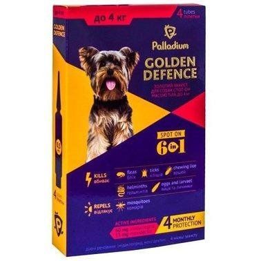 Краплі на холку Palladium Golden Defence від паразитів для собак вагою до 4 кг, 0.5 мл. (1 шт.) 1006125 фото