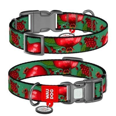 Ошейник Waudog Nylon с QR паспортом для собак нейлоновый, рисунок "Гранаты", S, ширина 15 мм, длина 25-35 см 2016757 фото