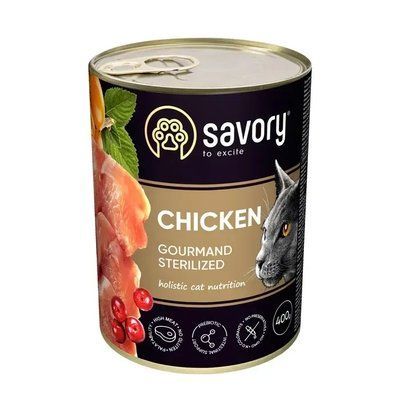 Влажный корм для кошек Savory Sterilized 400 г - курица 2008815 фото