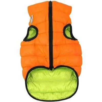 Двостороння світиться куртка AiryVest Lumi M45 для собак, салатово-помаранчева 2012530 фото