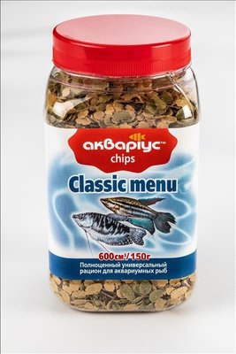 Корм Акваріус Класик меню чіпси для всіх видів акваріумних риб 150 г 5144 фото