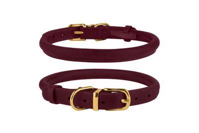 Ошейник BronzeDog Premium Crazy, для собак и кошек, кожаный, бордовый, 23-33&times;0.7 см 2004125 фото