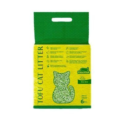 Соєвий наповнювач Хвостик Tofu Cat Litter Aloe Vera для котячого туалету, з ароматом алое віра, 2.6 кг (6 л) 2013342 фото