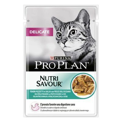 Влажный корм для кошек ProPlan Delicate Nutrisavour океаническая рыба 85г. 2009157 фото