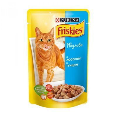 Вологий корм Purina Friskies для кішок, з лососем у підливі, 85 г 436 фото