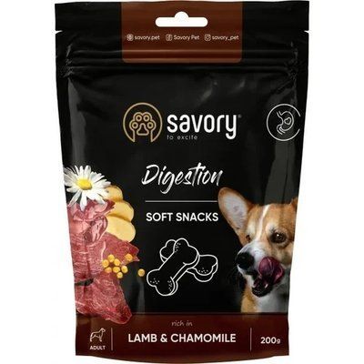 М'які ласощі Savory для покращення травлення собак з ягнятком та ромашкою 200 г 2010728 фото