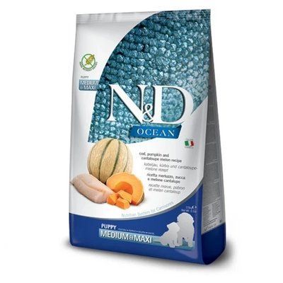 Беззерновий сухий корм Farmina N&D Grain Free OCEAN PUMPKIN для цуценят середніх та великих порід, з тріскою та динею, 2.5 кг 2015450 фото