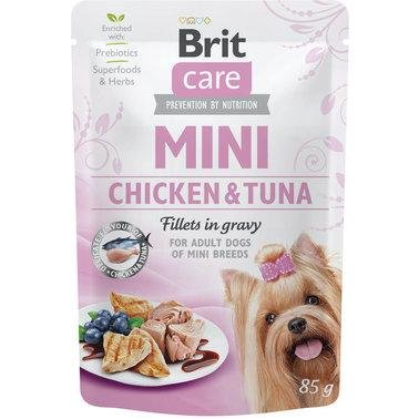 Вологий корм для собак Brit Care Mini pouch філе в соусі курка та тунець 85 г 2007114 фото