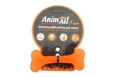 Игрушка для собак AnimAll Fun кость, оранжевая, 8 см 2006747 фото