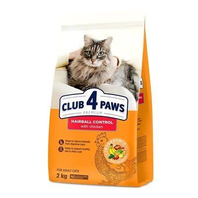 Сухой корм для кошек с эффектом выведения шерсти Club 4 Paws Premium 2 кг - курица 2014269 фото