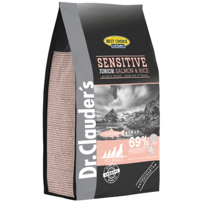 Сухой корм для щенков всех пород с чувствительным желудком Dr.Clauder's Sensetive Junior Salmon & Rice 0.35 кг 2005287 фото