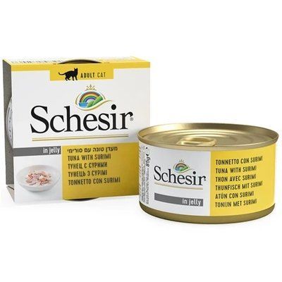 Консерви Schesir Cat Tuna Surimi натуральні, для котів, тунець з сурімі в желе, банку 85 г 1007721 фото