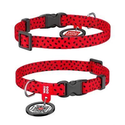 Нашийник WAUDOG Nylon з QR паспортом, малюнок "Кавун" ширина 10 мм, довжина 20-30 см 2007372 фото