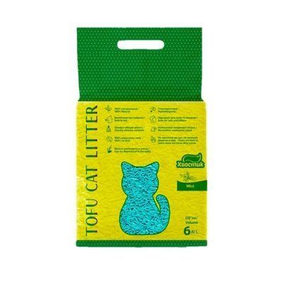 Соєвий наповнювач Хвостик Tofu Cat Litter Mint для котячого туалету, з ароматом м'яти, 2.6 кг (6 л) 2013344 фото